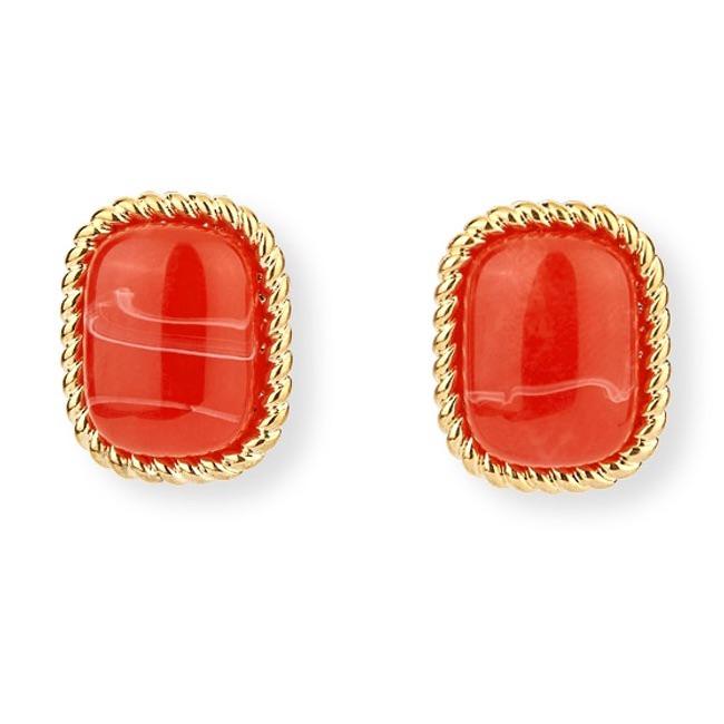 Image of Pomelo Metal Framed Stud Earrings - Red