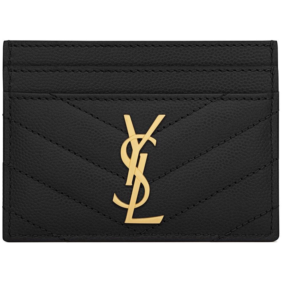 Image of Yves Saint Laurent Monogram Card Case in Grain de Poudre Embossed Leather